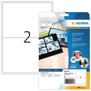 Etiket HERMA 4915 199.6x143.5mm glossy wit 50 stuk