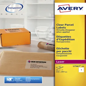 Etiket Avery L7567-25 210x297mm transparant 25 stu