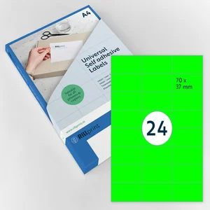 Etiket Rillprint 70x37mm fluor groen 2400 stuks