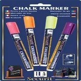 Krijtstift Securit SMA-100 rond 1-2mm geel/oranje/roze/paars blister à 4 stuks
