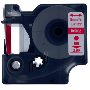 DULA - Dymo D1 45802 Rood op transparant 19mm x 7m