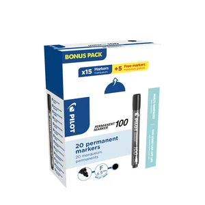 Viltstift PILOT 100 rond fijn zwart doos à 15+5 gr