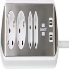Stekkerdoos Brennenstuhl bureau Estilo 4vdig incl 2 USB 2m wit/zilver