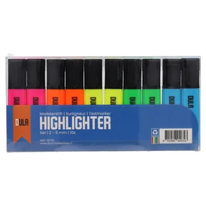 DULA Markeerstift set 2x 5 kleuren - 2-5 mm - Set van 10 stiften