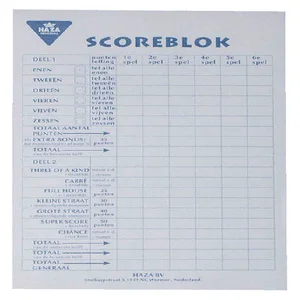 Scoreblok Yahtzee 94x145mm 250 vel