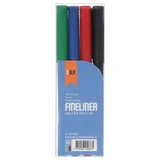 DULA Fineliner set 4 kleuren 0.4 mm - Set van 4 pennen