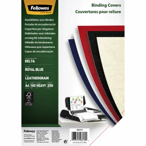 Voorblad Fellowes A4 lederlook royal blauw 100 stu