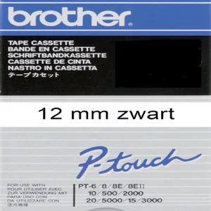 Labeltape Brother P-touch TC-201 standaard 12mm zw