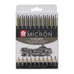 Fineliner Sakura Pigma Micron set à 10 schrijfbree