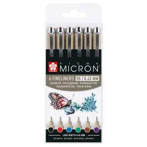 Fineliner Sakura Pigma Micron 05 basic set 6 kleur