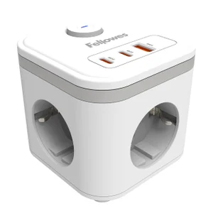 Stekkerblok Fellowes Power Cube F 3 voudig 1xUSB A