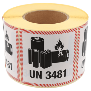 DULA Waarschuwingsetiket UN 3481 Lithium Batterijen - 1000 per rol
