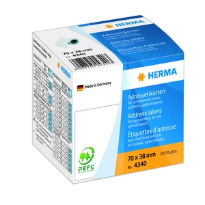 Etiket HERMA adres 4340 70x38mm op rol wit 250 stu