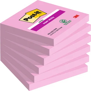 Memoblok Post-it 654 Super Sticky 76x76mm roze 90
