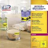 Etiket Avery L7263Y-25 99.1x38.1mm neon geel 350 stuks