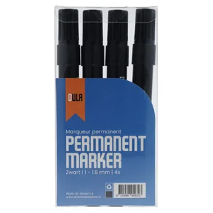 DULA Permanente stift zwart - 1 - 1.5 mm - Set van 4 stiften