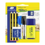 Schrijfset Staedtler 3 Noris potl HB-2 balpennen-markeerst-gum-slijper
