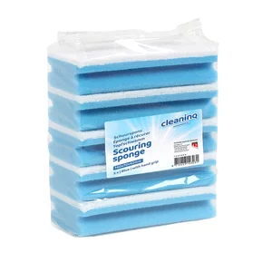 Schuurspons Cleaninq met greep 140x70x42mm blauw/w