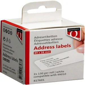 Labeletiket Quantore 99010 28x89mm adres wit 2 rol