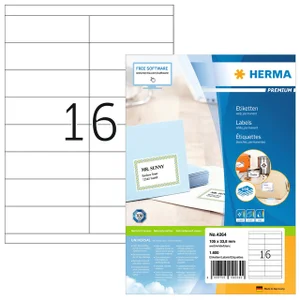 Etiket HERMA 4264 105x33.8mm premium wit 1600 stuk