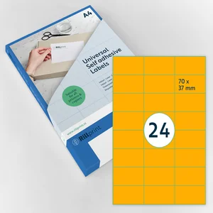 Etiket Rillprint 70x37mm fluor oranje 2400 stuks