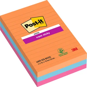Memoblok Post-it 4690 Super Sticky 101x152mm lijn