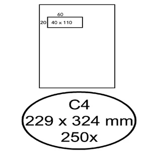 Envelop Hermes akte C4 229x324mm venster 4x11links