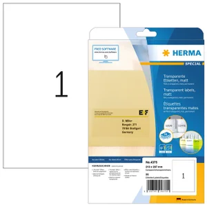 Etiket HERMA 4375 210x297mm A4 transparant 25 stuk