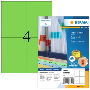 Etiket HERMA 4399 105x148mm A6 groen 400 stuks