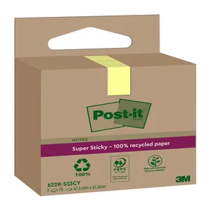 Memoblok 3M Post-it 622 RSS3CY 47,6x47,6mm geel 3