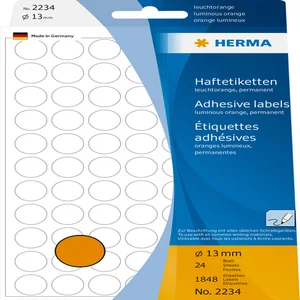 Etiket HERMA 2234 rond 13mm fluor oranje 1848 stuk