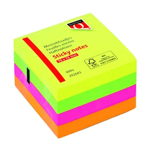 Memoblok Quantore 76x76mm neon kleuren assorti 4 k