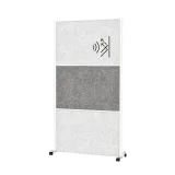 Scheidingswand MAUL akoestiek 100x180 2x licht- 1x donkergrijs wit frame mobiel