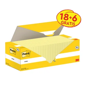 Memoblok 3M Post-it 654-CY 76x76mm geel voordeelpa