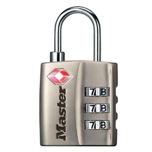 Hangslot Masterlock 3-cijfer combinatie TSA nikkel