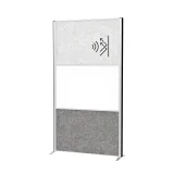 Scheidingswand MAUL akoestiek 100x180 licht- donkergrijs whiteb alum.frame op voet