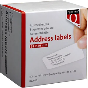 Labeletiket Quantore DK-11209 29x62mm adres wit 80