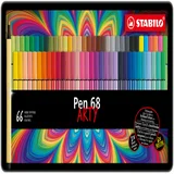 Viltstift STABILO Pen 68 Arty medium assorti blik à 66 stuks