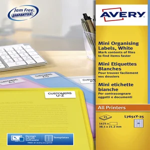 Etiket Avery L7651Y-25 38.1x21.2mm neon geel 1625