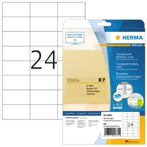 Etiket HERMA 4685 70x37mm transparant 600 stuks
