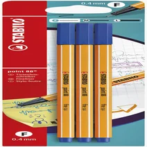 Fineliner STABILO point 88 fijn blauw blister à 3