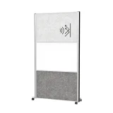 Scheidingswand MAUL akoestiek 100x180 licht- donkergrijs whiteb alum.frame mobiel