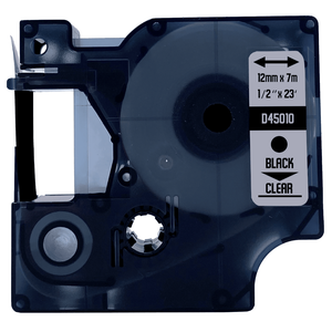 DULA - Dymo D1 45010 / S0720500 Zwart op transparant 12mm x 7m