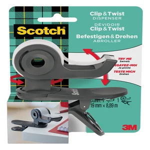 Plakbandhouder Scotch Clip C19 donkergrijs + 1 rol