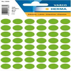 Etiket HERMA 1868 rond 12mm fluor groen 240 stuks