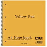 Collegeblok Aurora Yellow Pad A4 lijn 4-gaats 160 pagina's 80gr geel
