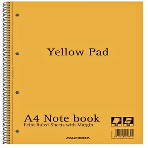 Collegeblok Aurora Yellow Pad A4 lijn 4-gaats 160