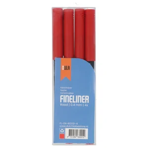 DULA Fineliner rood 0.4 mm - Set van 4 pennen