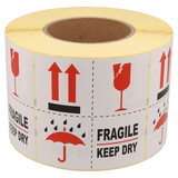 DULA Waarschuwingsetiket Fragile keep dry 100x100 mm - Kern 76mm - 1000 per rol
