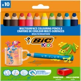 Kleurpotloden BicKids Multi Surface + puntenslijper assorti 10 stuks